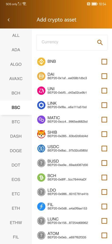 Screenshot of CoinWallet interface